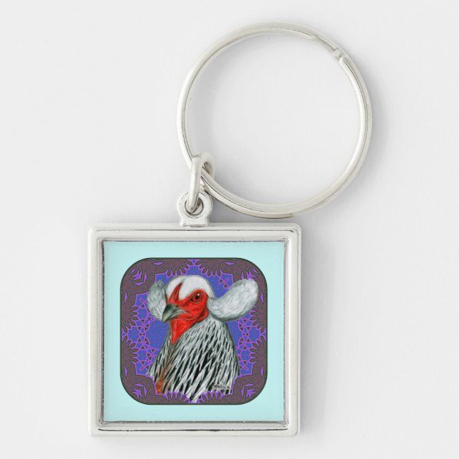 Araucana Head Framed Key Ring (Front)