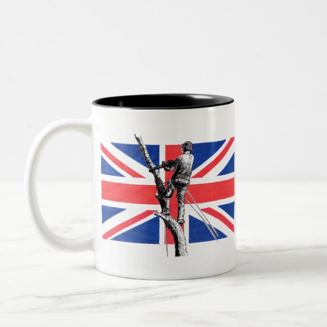 Arb Art Arborist Tree Surgeon Chainsaw Two-Tone Coffee Mug (Left)