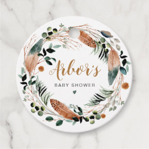 ARBOR Bohemian Feather Greenery Wreath Boho Favour Tags