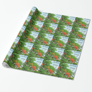 Arbor Day Red Flame Tree Wrapping Paper
