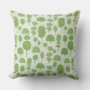 Arboretum 230715 - Avocado Green on White Cushion