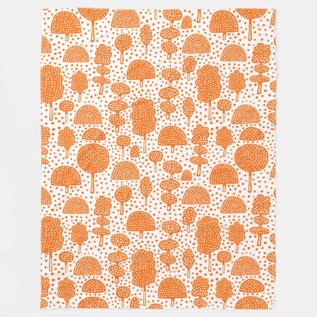 Arboretum 230715 - Orange on White Fleece Blanket (Front)
