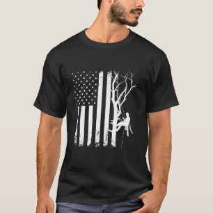 Arborist American Flag America Tree Surgeon Funny T-Shirt