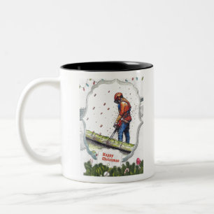 Arborist chainsaw tree surgeon Gift Christmas Two-Tone Coffee Mug