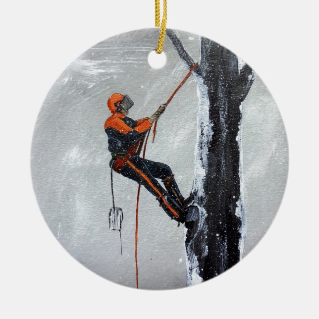 Arborist Long Haul Husqvarna Ceramic Tree Decoration (Front)