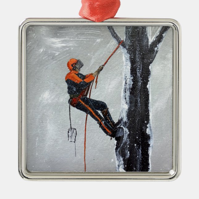 Arborist Long Haul Husqvarna Metal Tree Decoration (Front)