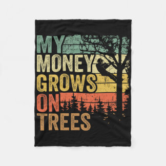 Arborist Mens Tree Climber Vintage My Money Grows Fleece Blanket