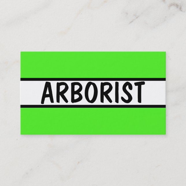 Arborist Neon Green Business Card (Front)