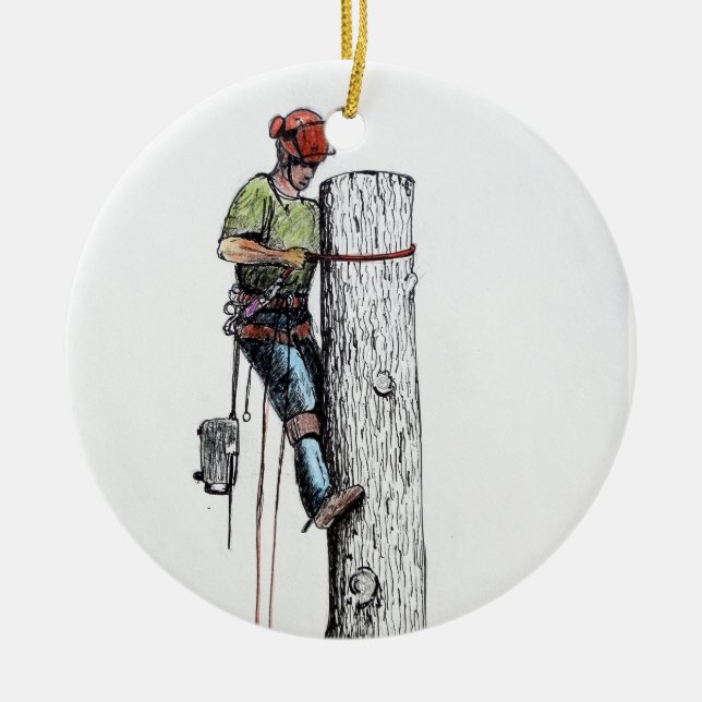 Arborist Tree Surgeon Ceramic Tree Decoration (Front)