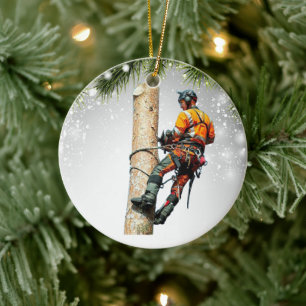Arborist Tree Surgeon chainsaw cool  Ceramic Tree Decoration