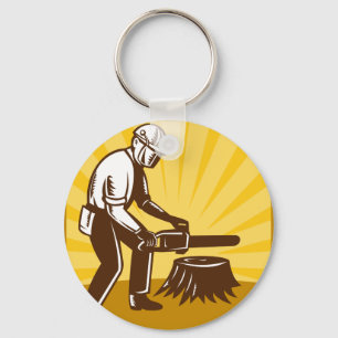 arborist tree surgeon chainsaw retro key ring