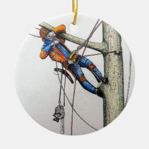Arborist tree surgeon christmas card ceramic tree decoration