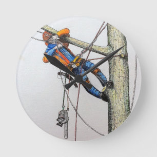 Arborist tree surgeon christmas card round clock