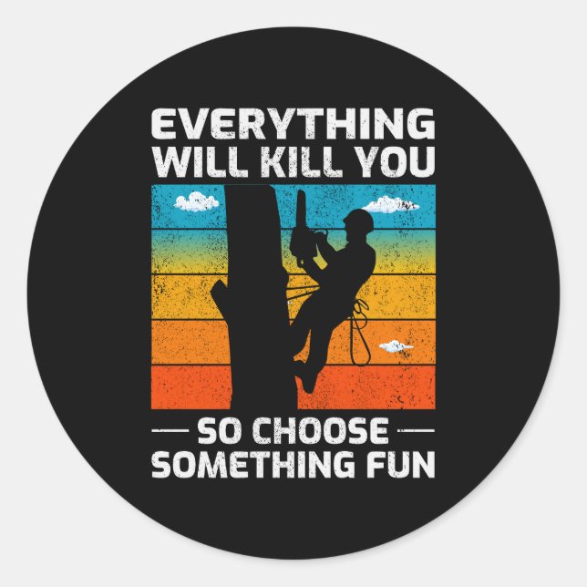 Arborist Tree Surgeon Climber Climbing Trimmer  Classic Round Sticker (Front)