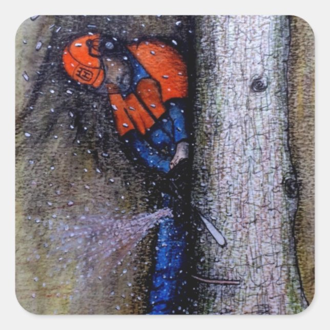 Arborist tree surgeon husqvarna square sticker (Front)