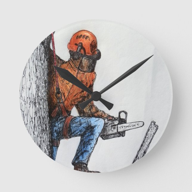 Arborist Tree Surgeon Round Clock (Front)