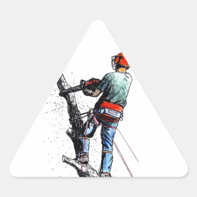 Arborist Tree Surgeon Triangle Sticker (Front)