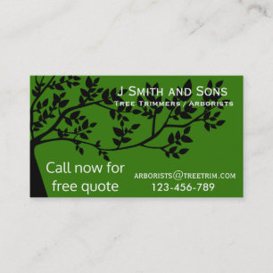 Arborist tree trimming service modern design business card