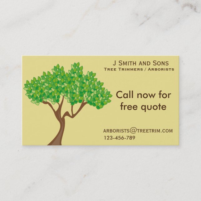 Arborist tree trimming service modern design business card (Front)