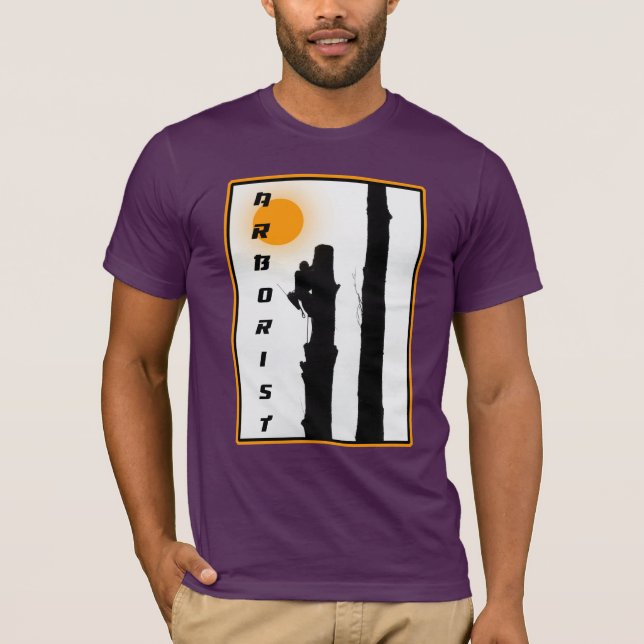 Arborists T shirt: Rising sun silhouette climber T-Shirt (Front)