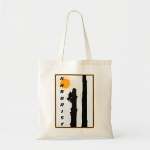 Arborists tote bag: Rising sun silhouette climber
