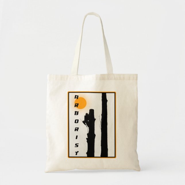 Arborists tote bag: Rising sun silhouette climber Bag (Front)