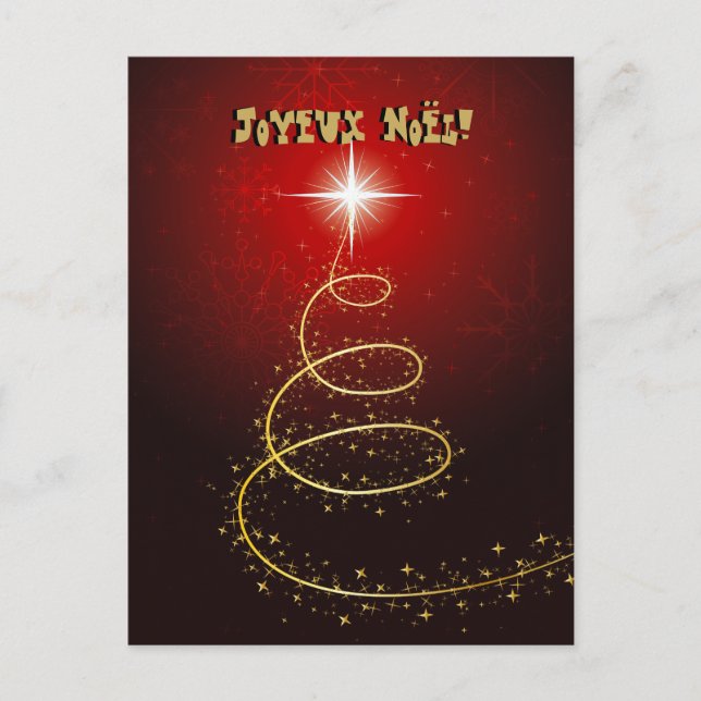 Arbre de Noël Abstrait rouge cartes postales Holiday Postcard (Front)