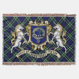 Arbuthnot Clan Badge & Tartan Throw Blanket