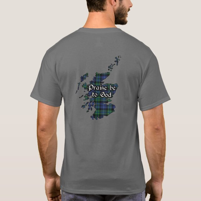Arbuthnott Clan Badge and Tartan Adult T-Shirt (Back)