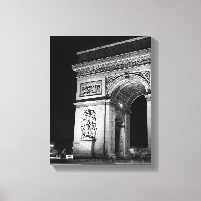 Arc de Triomphe at night in Paris Canvas Print (Front)