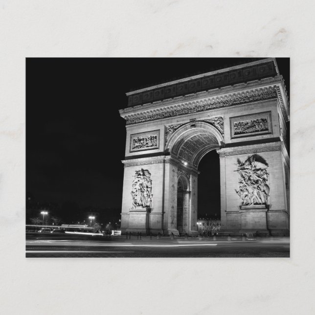 Arc de Triomphe at night in Paris Postcard (Front)