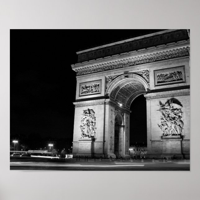 Arc de Triomphe at night in Paris Poster (Front)