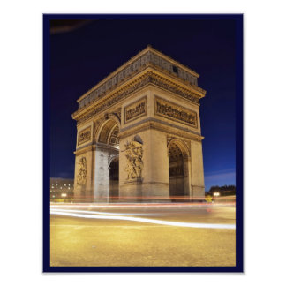 Arc de Triomphe de l'Étoile in Paris night shot Photo Print