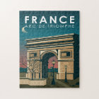 Arc de Triomphe France Retro Travel Art Vintage