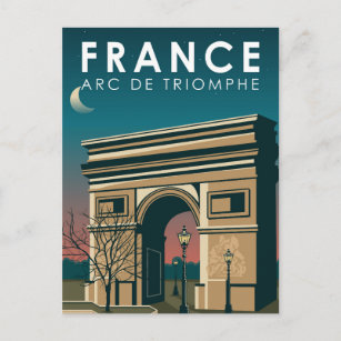 Arc de Triomphe France Retro Travel Art Vintage Postcard
