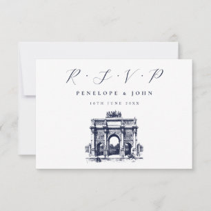 Arc de Triomphe Illustration Destination Wedding RSVP Card