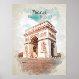 Arc de Triomphe in watercolor Poster