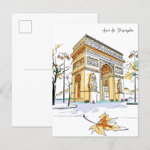 Arc de Triomphe Paris France Illustration Travel Postcard