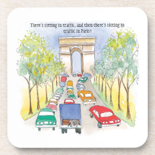 Arc De Triomphe Paris Whimsical Watercolor Art Coaster
