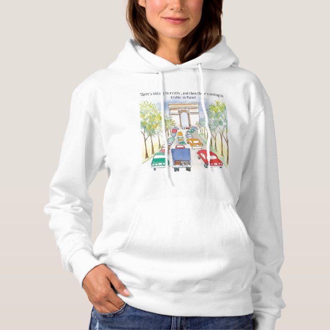 Arc de Triomphe Paris Whimsical Watercolor Sketch Hoodie (Front)