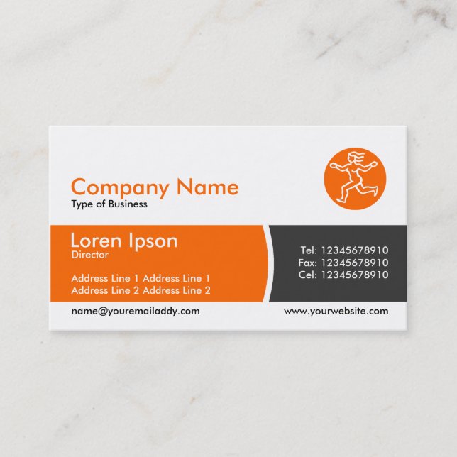 Arc Divided Band - Orange and Dark Grey Business Card (Front)