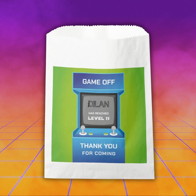 Arcade birthday, gamer birthday invitation favour bags (Creator Uploaded)