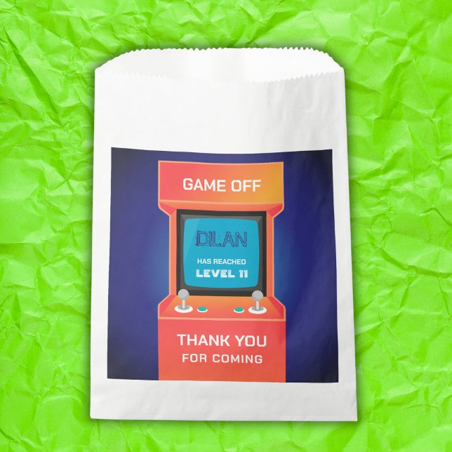 Arcade birthday, gamer birthday invitation favour bags (Creator Uploaded)