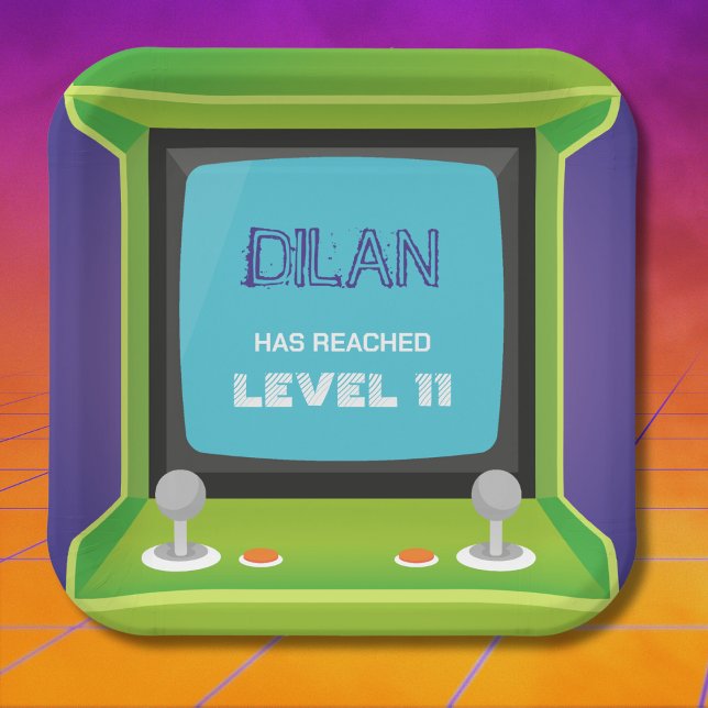 Arcade birthday, gamer birthday invitation paper plate (Creator Uploaded)