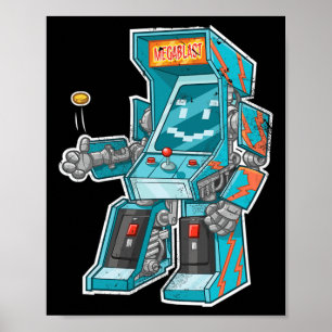 Arcade Bot- Video Game Cabinet With Joystick In Di Poster