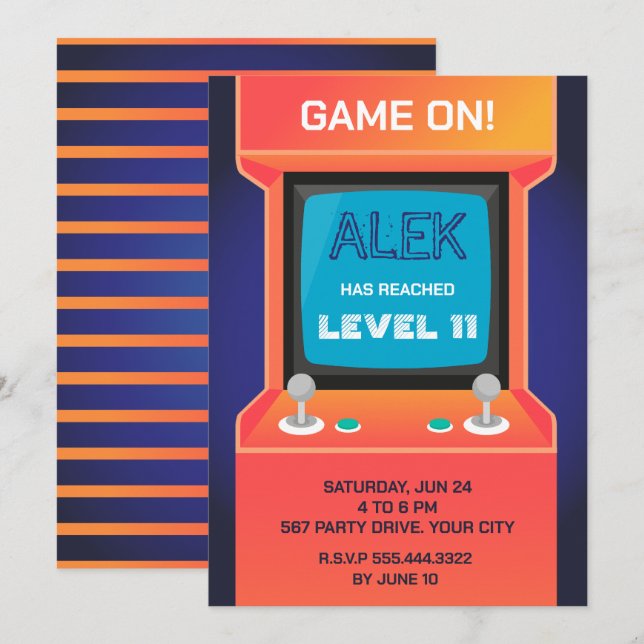 Arcade gamer invitation (Front/Back)