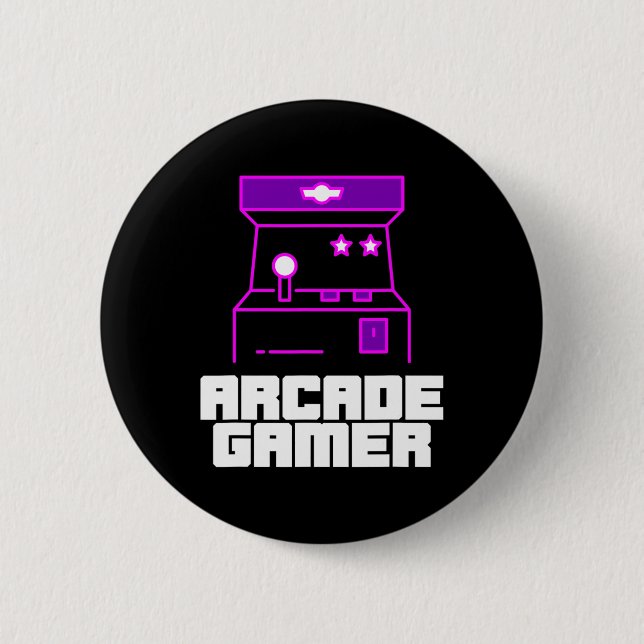 Arcade Gamer - Upright Cabinet With Purple Style  6 Cm Round Badge (Front)