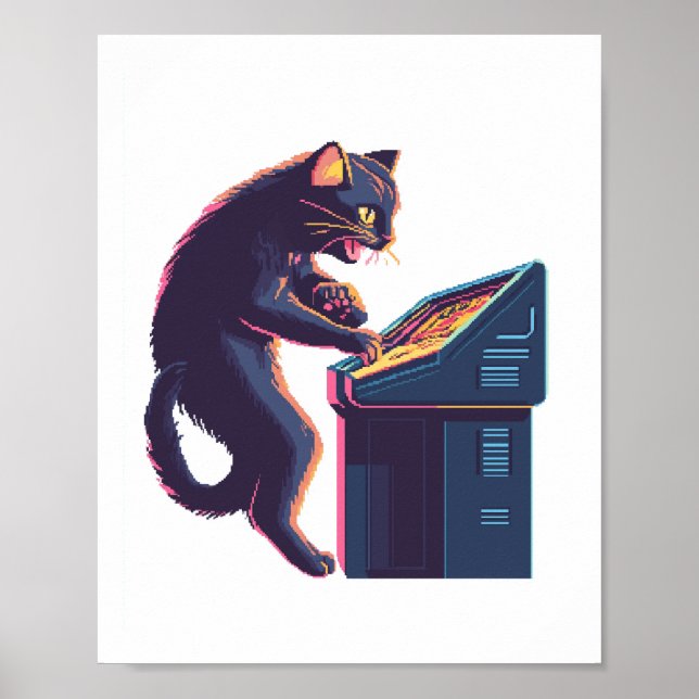 Arcade Meowster � Nostalgic Gamer Cat Poster (Front)