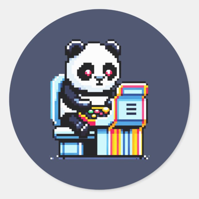 Arcade Panda Gamer Classic Round Sticker (Front)