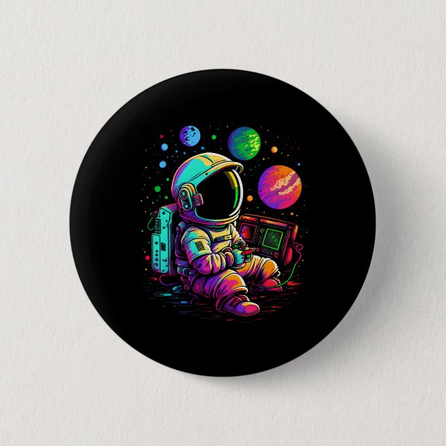 Arcade Planets Universe Gaming Astronaut  6 Cm Round Badge (Front)
